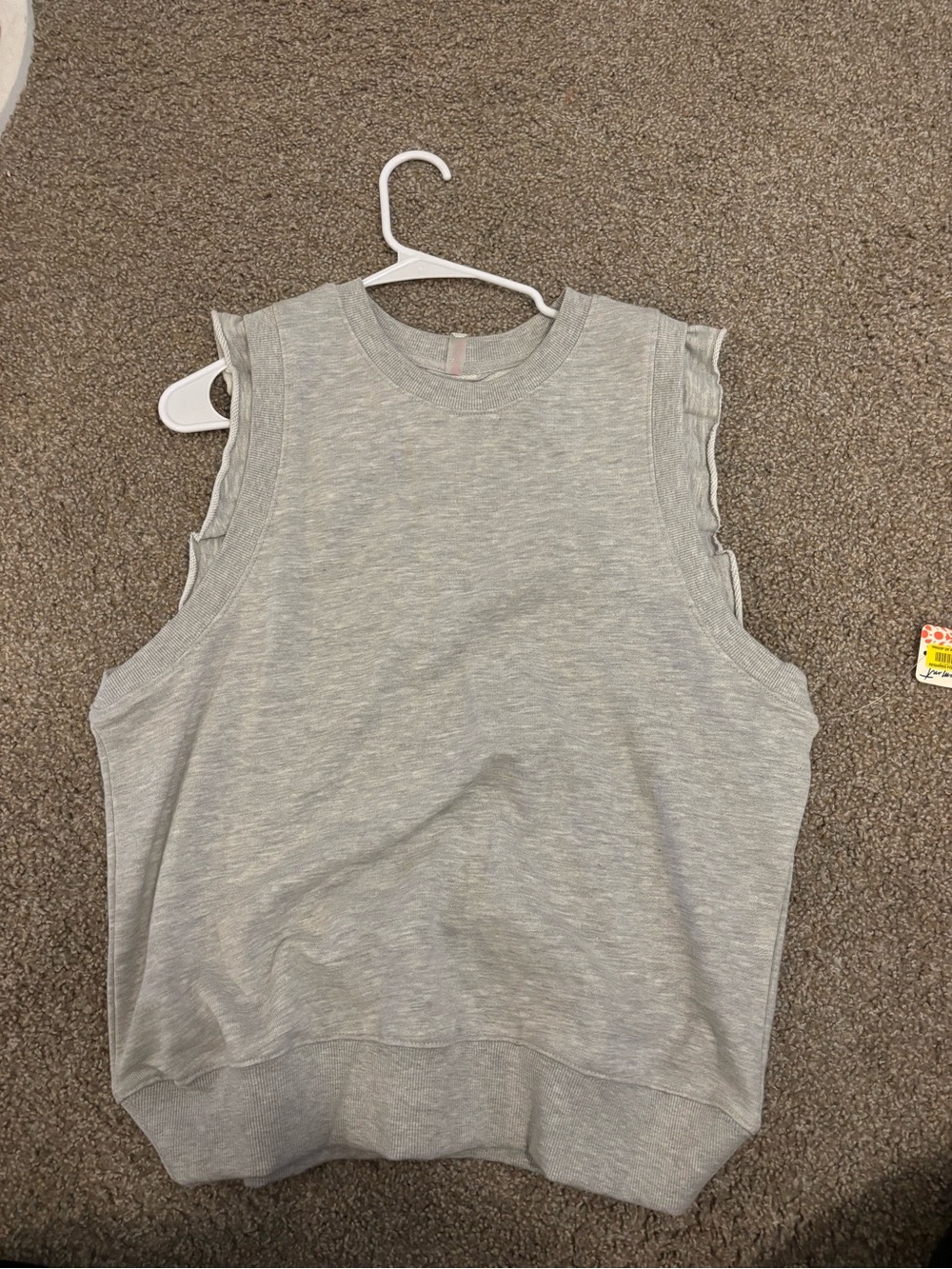 Free People Light Gray Sleeveless Ruffle-Trim Sweat Top